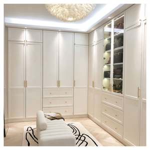 Classic Luxury Shaker Doors Design Walk-in Closet <b>White</b> Paint Finish Solid Wood Walk in <b>Wardrobe</b> Storage Cabinet - Product Image 3