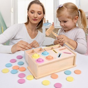 Offre Spéciale : Jouets <span class=keywords><strong>Montessori</strong></span> pour Bébé – Boîtes à Monnaie en Bois avec <span class=keywords><strong>Tiroir</strong></span>, Jouets Sensoriels pour Nourrissons, Jouets à Frapper avec Marteau - Product Image 2