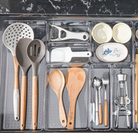 Organiseurs de tiroirs transparents modernes en PS, ensemble de 4 tailles, design empilable, multifonctionnels, antidérapants, pour le bureau, la cuisine, le rangement
