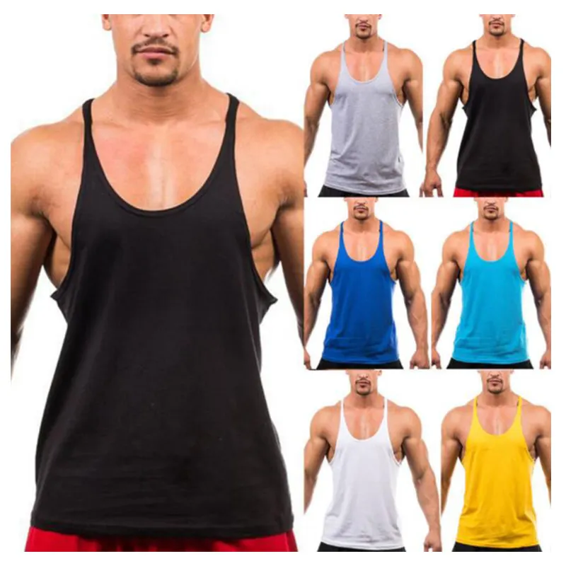 Camiseta sin mangas personalizada de poliéster para hombre, camiseta sin mangas para gimnasio y espalda descubierta