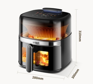 Cảm ứng thông minh 6L công suất lớn lên và xuống có thể nhìn thấy điện Nồi chiên không khí với hơi nước thông minh thép không gỉ kỹ thuật số không khí Nồi chiên lò - Product Image 4