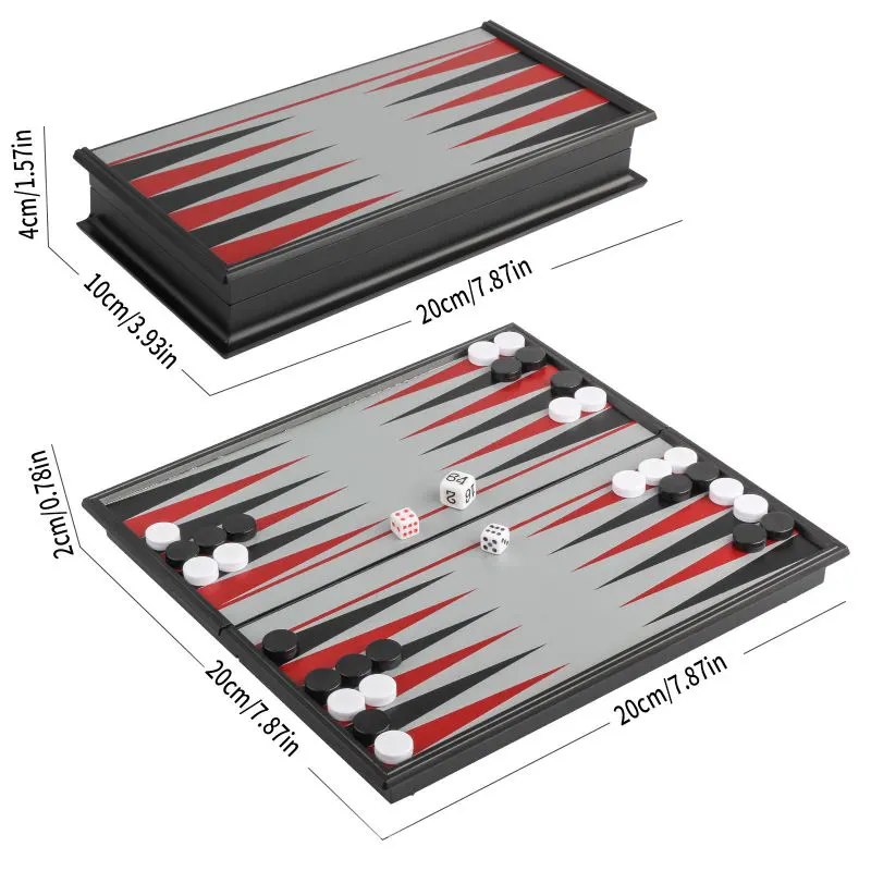 Commercio all'ingrosso di alta qualità Set di scacchi di plastica magnetico Backgammon giochi di scacchi con scatola di immagazzinaggio