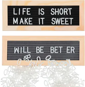 Small Felt Letter Board Message Board Wood Frame Changeable Letter Board With Numbers Letters Characters