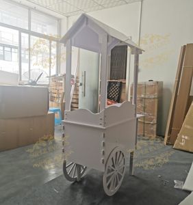 Chariot à bonbons blanc en PVC à prix abordable pour mariage, petit chariot à desserts pour fête de mariage, <span class=keywords><strong>bar</strong></span> à bonbons avec roues à vendre - Product Image 2