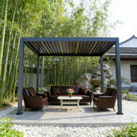 Pergola motorisée de luxe en alliage d'aluminium gris 3*4 avec télécommande, toit à lamelles, imperméable, finition thermolaquée pour jardin