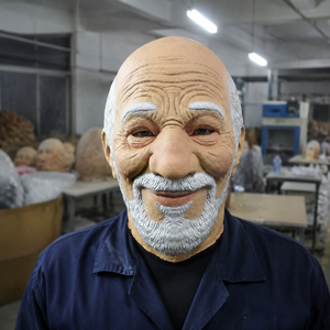 Masque en latex réaliste de vieil homme, style Oncle Milo, visage <span class=keywords><strong>chauve</strong></span>, barbe blanche, rides, masque intégral pour Halloween, durable - Product Image 3