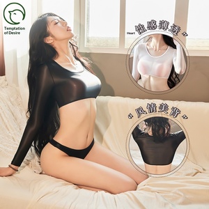 Chaqueta Bomber Corta de Nylon Elástica y Ajustada, Estilo Urbano, Transparente y Coqueta, de Primavera, Venta Directa de Fábrica Temptation Desire - Product Image 1