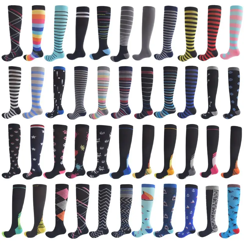 WUYANG FACTORY WY-037 all'ingrosso 8-15mmhg Running uomo donna Athletic Fun Stocking High Knee Nurse Medical Sport Compression socks