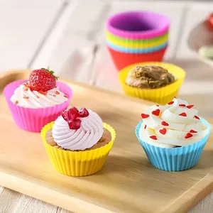 Lot de 12 moules circulaires en silicone résistant aux hautes températures pour petits gâteaux, puddings, gelées, friteuses à air, pâtisseries et cuisine - Product Image 3