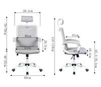 Chaises de bureau ergonomiques modernes personnalisées pour la maison, réglables, pivotantes à 360 degrés, en tissu blanc, Ruixing RX-9021, métal