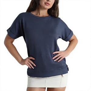 T-shirt à col roulé uni pour femme EVER GLOW, coupe classique, manches courtes, 100% coton, respirant, anti-UV, anti-rides, séchage rapide - Product Image 1