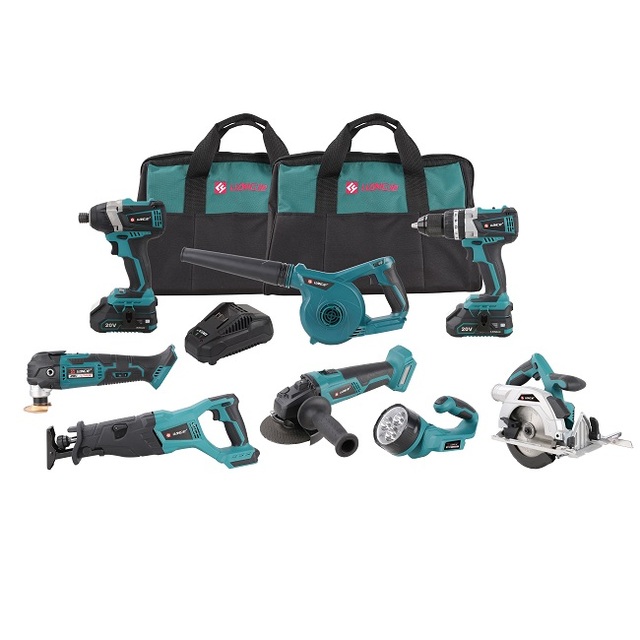 Liangye DWRCGMBL770-8  20V  DIY Professional Power Drill Tools Sets Cordless Drill Combo Set 8 in 1 Combo Kit