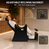 Fauteuil de pédicure de luxe noir et or, station de pédicure commerciale avec boîte de rangement verrouillable pour salon de beauté des ongles