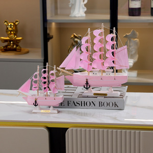 Ornement de bateau à voile en bois Master Gu, modèle bleu méditerranéen, artisanat, décoration pour la maison et le magasin, 7124F - Product Image 5