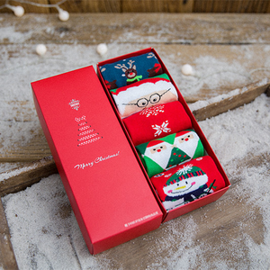 5 пар подарочные носки для женщин унисекс носки для экипажа Мультяшные хлопковые рождественские носки - Product Image 1