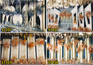 ฉากหลังแต่งงานสีทองและสีขาวสำหรับตกแต่งเวทีแต่งงาน - Product Image 6