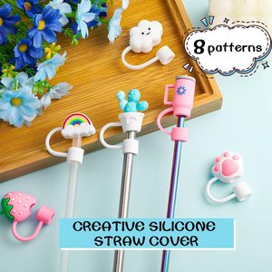 Tampas de Canudo de Cartoon Fofas de 10mm à Prova de Poeira Reutilizáveis de Grau Alimentício para Copos de Gelo Manter Limpo Uso em Casa Escritório ao Ar Livre - Product Image 6