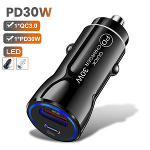 ที่ชาร์จในรถยนต์แบบเร็ว 48W Dual PD20W Quick Charge 3.0 ช่อง USB-C Type-C 3.1A สำหรับ <span class=keywords><strong>iPhone</strong></span> 16 15 Plus Samsung Huawei ที่ชาร์จในรถยนต์แบบเร็ว - Product Image 1