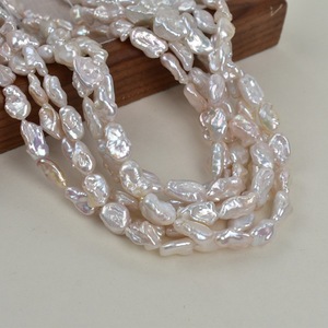 Collar de perlas naturales de agua dulce con forma Barroca <span class=keywords><strong>Biwa</strong></span> de 8-14mm, joyería fina, perlas sueltas de pepita DIY - Product Image 3