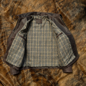 Veste en cuir courte pour homme, coupe slim, en cuir véritable Crazy Horse tanné à l'huile lourde des années 1930, épaisseur 1,8 mm, style vintage - Product Image 4