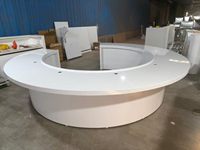 Bureau de réception moderne convertible circulaire blanc brillant pour hôtel, centre commercial, salle de sport et restaurants