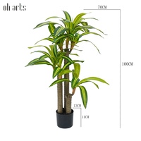 OH ARTS Plante artificielle en pot pour intérieur/extérieur, faux bonsaï d'extérieur, plante Dracaena, faux bonsaï en plastique