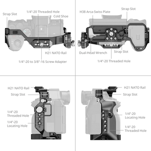 Kit de cage SmallRig "Hawklock" pour <span class=keywords><strong>Sony</strong></span> <span class=keywords><strong>Alpha</strong></span> 7 <span class=keywords><strong>V</strong></span> / 7R <span class=keywords><strong>V</strong></span> / 7 IV avec plaque de fixation rapide Arca-Swiss et pince pour câble HDMI 6027 - Product Image 6