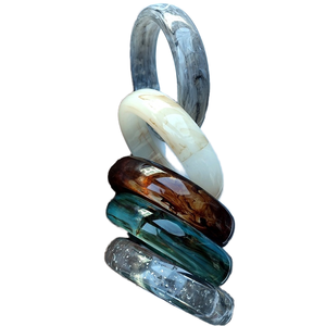 Women's Vintage Acetate Amber Patterned Acrylic Chunky <b>Bracelet</b> <b>Fashionable</b> <b>Bangle</b> - Product Image 1