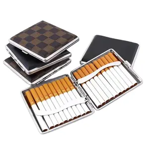 KY Portable Fashion 20 Sticks Capacity PU Leather Pocket Tobacco Case Classic Cigarette Storage Box