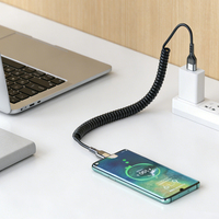 Câble USB-C enroulé à prix d'usine, dégradable, pour CarPlay, charge rapide 6A 5A, conducteurs en cuivre pur, blindage tressé