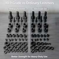 Surtido de tornillos hexagonales, tuercas y arandelas de alta resistencia, grado 10.9, con acabado de óxido negro, accionados manualmente, OEM, venta al por mayor de fábrica, suministro a granel.