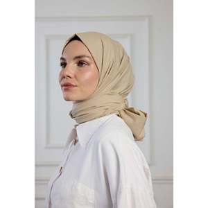 เสื้อคลุมผ้าฝ้ายแท้แบบเรียบง่าย ประดับผ้าพันคอ-สีสโตน - Product Image 2