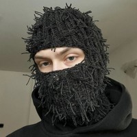 2025 nouvelle cagoule à un trou Halloween drôle bobine à tricoter pour faire de vieux masque de laine de ski intégral masque de cou dans un chapeau tricoté