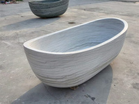 Baignoire autoportante de luxe en pierre naturelle, forme bateau, avec design durable pour hôtels, villas, appartements et salles de bain intérieures