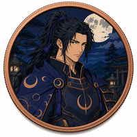 Pièce de collection japonaise en cuivre fin .999 de 1 oz, médaillon commémoratif personnalisé avec portrait de guerrier du sanctuaire sous la lune, vente en gros