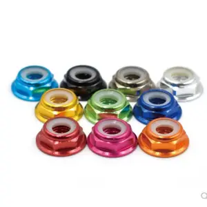 Brida de aluminio anodizado colorida, tuerca de bloqueo de inserción de nailon, M2, M2.5, M3, M4, M5, M6, 100 Uds.