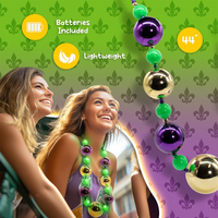 Novedades al por mayor LED iluminan 44 "Jumbo Mardi Gras Outfit collar de cuentas con 3 modos de luz dinámicos para diversión festiva