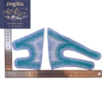 Applique en dentelle crochetée brodée 3D florale rose pour empeigne de chaussure, 100% polyester, 5''+, pour la couture et la décoration de vêtements