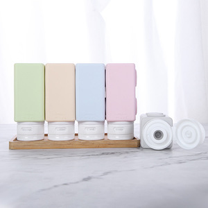 Ensemble de bouteilles de voyage en silicone, 1,5 oz (45 ml), avec bouchon rabattable, pour shampoing, lotion, hydratant, soins de la peau pour adultes, contenants rechargeables - Product Image 2