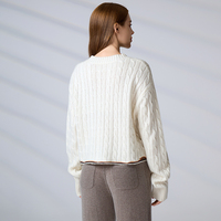 Pull en tricot à manches longues avec logo personnalisé, pull oversize pour femmes, pull en tricot d'hiver, pull en tricot torsadé pour femmes