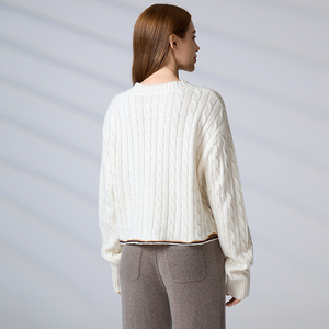 Custom LOGO Long Sleeve Knitwear Ladies Oversized <b>Jumper</b> Winter Knitted Top Women Cable <b>Pullover</b> Sweater - Product Image 6