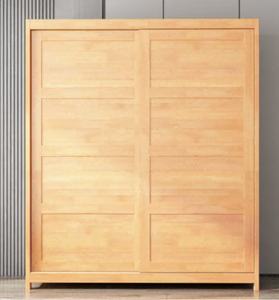 Armoire scandinave en bois massif avec portes coulissantes, meuble de chambre moderne autoportant, design gain de place - Product Image 6