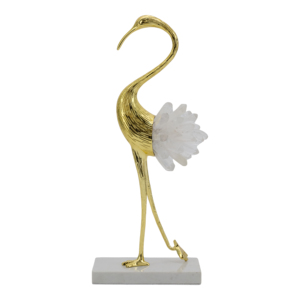 Scultura di Uccello in Piedi con Base in Marmo, Finitura Dorata, Decorazione da Tavolo per Casa, Ufficio, Soggiorno, Bagno, Bancone - Product Image 5