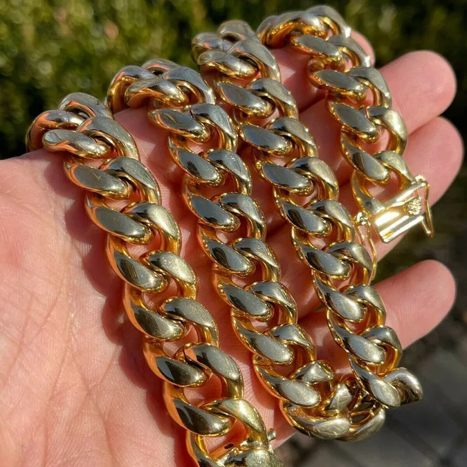 Großhandel 18 Karat vergoldet klobige Choker Halskette Edelstahl Miami kubanische Glieder kette handgemachten Schmuck für Männer