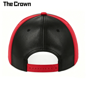 Casquette de baseball structurée à 5 panneaux avec logo personnalisé, en cuir PU, avec patch tissé et visière découpée au laser, vente en gros, fabricant - Product Image 3