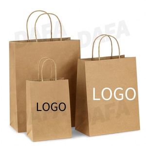 Bolsa de Papel Kraft con Asa, Impresión de Logotipo Personalizado al por Mayor, Bolsa de Compras de Papel Reciclable Personalizada - Product Image 3