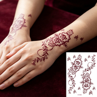 Siap Kirim, Tidak Perlu Air, Stiker Tato Temporer Mehndi Vine Butterfly untuk Penggunaan Sehari-hari