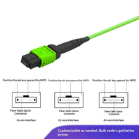 Câble Trunk MPO Fibre OM5 Multimode 12 Fibres 3mm Type B 50/125 MPO Femelle À Femelle LSZH Vert Lime
