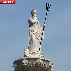 Patung Dewa Neptune, Marmer Yunani Besar Luar Ruangan untuk Taman