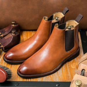 Nouvelles bottes Chelsea pour hommes automne-hiver, bottes courtes à bout pointu, bottes à enfiler pour hommes, style business - Product Image 2
